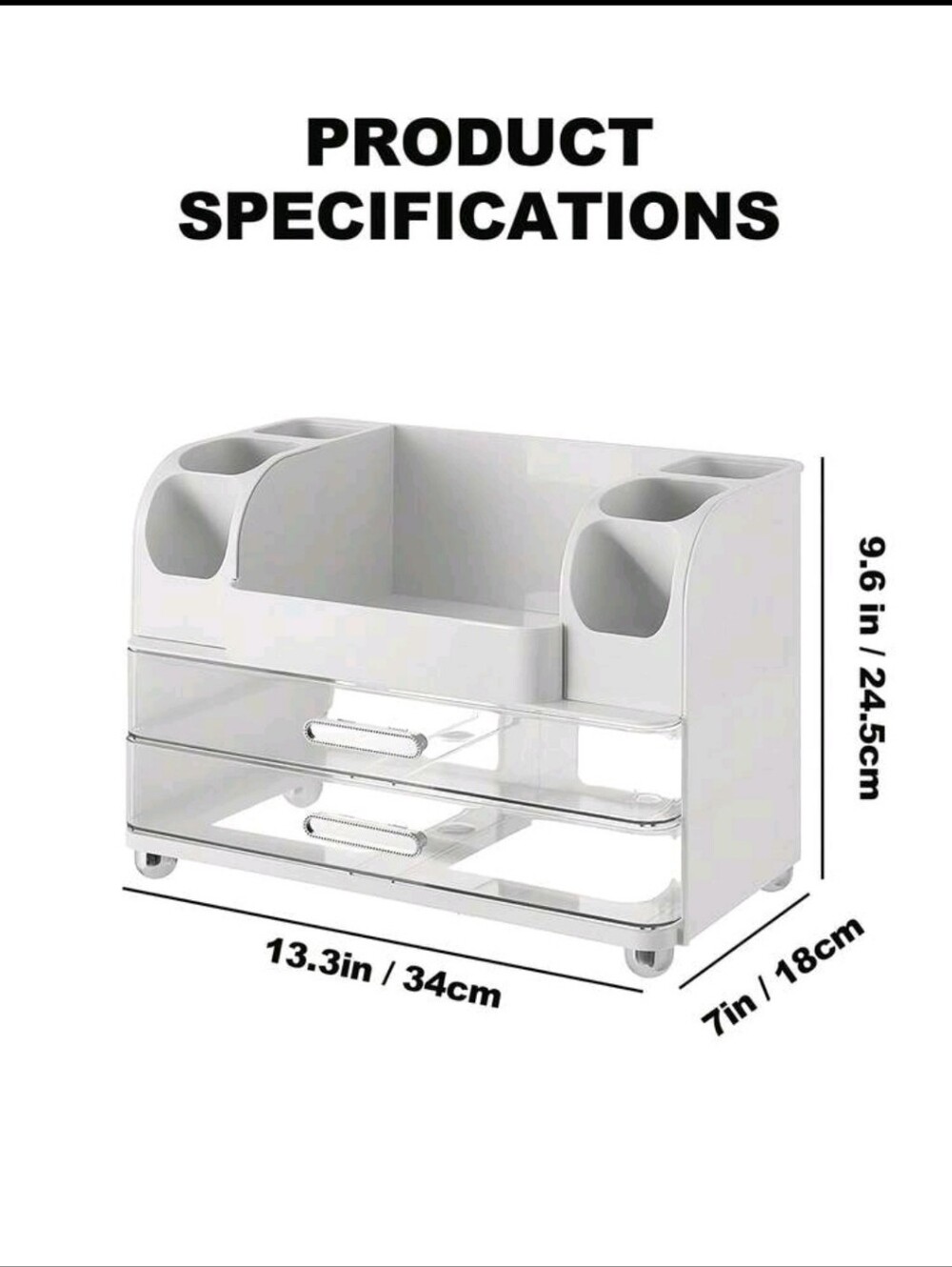 White Makeup Organizer Storage Drawer with Clear Front - Picture 9 of 11